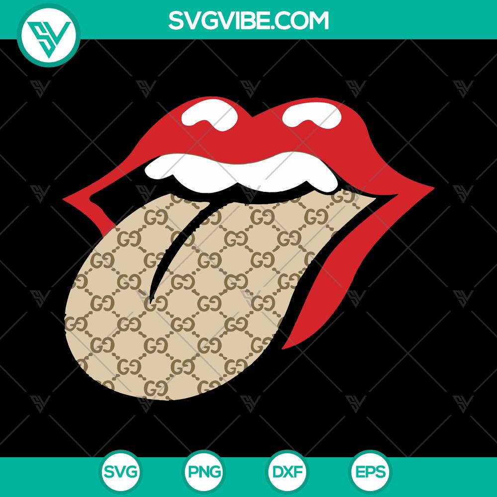 mockup-556344402.jpg Gucci lips tongue out SVG vector clipart for Cricut & Silhouette, trendy design for digital crafting.