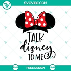 Disney inspired SVG cut file with Minnie Mouse silhouette and "Disney To Me" quote. Free design for Disney fans.