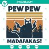 Cat Pew Pew Madafakas gangster SVG cut file with vintage guns design for crafts and projects.