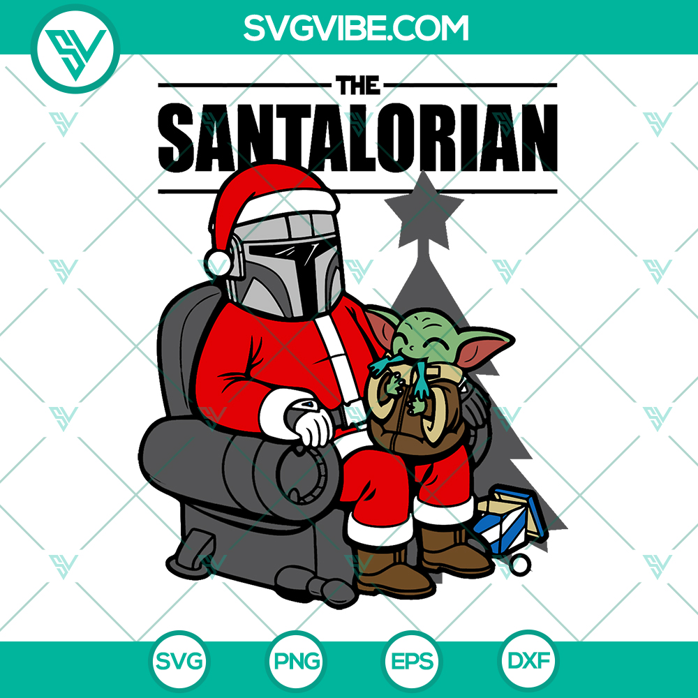 mockup-581196317.jpg SantaLorian Christmas SVG featuring Baby Yoda, Santa Claus, and Star Wars elements. Ideal for instant download. Perfect for holiday crafting.