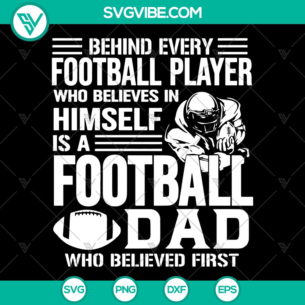 mockup-582049837.jpg Football Dad SVG design with quote "Behind Every Believing Player" available for instant download. Perfect for sports-themed projects.