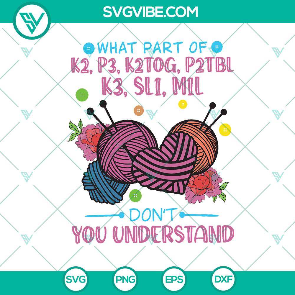 mockup-588542078.jpg Knitting-themed SVG shirt for women, with "What Part Of K2 P3 K2tog Don't You Understand" funny design perfect as a gift.