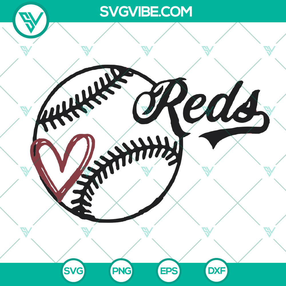 mockup-590918571.jpg Cincinnati Reds baseball heart SVG cut file, perfect for fans.