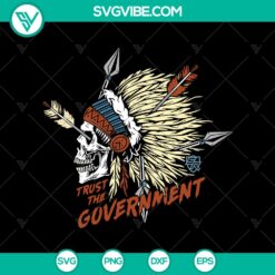 Government skull SVG with Native American Chief pride design for Cricut, instant download for crafters.