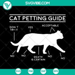 Cat Petting Guide SVG: Silhouette Cat Lover Pet SVG - Instant Download