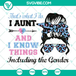 Messy Bun Auntie Gender Reveal Party SVG - Pink Or Blue Cut Files