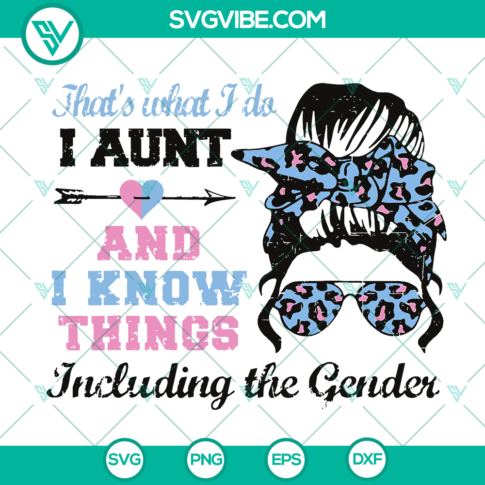mockup-591924499.jpg Messy Bun Auntie Gender Reveal Party SVG with Pink or Blue Cut Files, perfect for baby shower decorations.