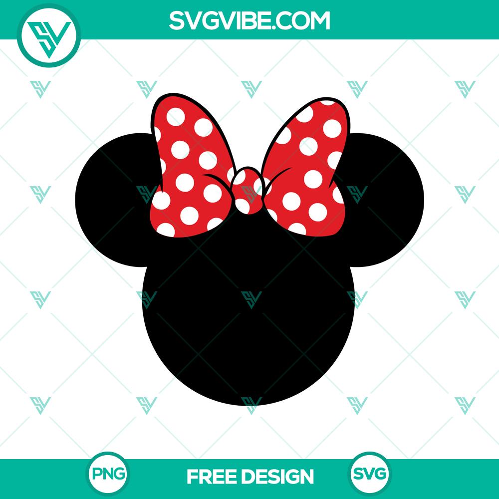 Minnie Head SVG Cut File – Free Simple Disney Character Design Minnie Mouse head SVG cut file, a free simple Disney character design for crafts and DIY projects.
