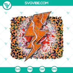 Cheetah print background with lightning bolt and grunge elements in PNG format - Halloween themed design for digital use.