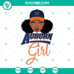 Auburn Tigers Black Girl SVG Design - NCAA Tigers Logo SVG - Instant Download
