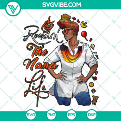 Melanin Nana gift PNG, ideal for Black women. Rockin The Nana Life design, instant download for grandmothers.