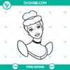 Princess Cinderella outline SVG cut file, elegant and free design for crafting projects.