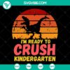 1st Day of Kindergarten SVG cut file featuring a dinosaur design for boys. Instant download for crafts and projects.