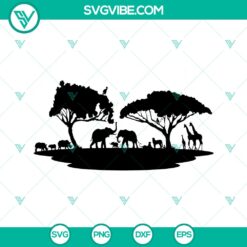Safari Africa Animal Clipart: Elephant Giraffe Scene SVG - Instant Download