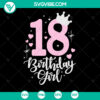 18th birthday girl SVG with crown number eighteen design, ideal for instant download.