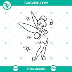 Tinker Bell SVG Cut File, a free Classic Disney Fairy Design suitable for crafting projects like iron-on decals, stickers, or prints.
