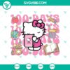 Hello Kitty 100 Days of School Celebration design, SVG DXF EPS PNG file with cute school-themed elements for crafting projects.