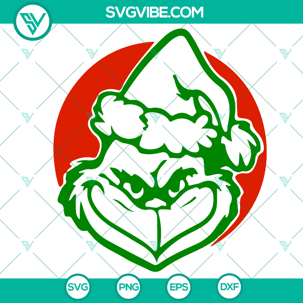 mockup-645890033.jpg Grinch face red Christmas SVG with funny Santa hat design for gifts and decor - festive holiday graphic.