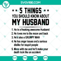 5 Things About My Husband SVG Bundle - Silhouette &amp; Cricut Files