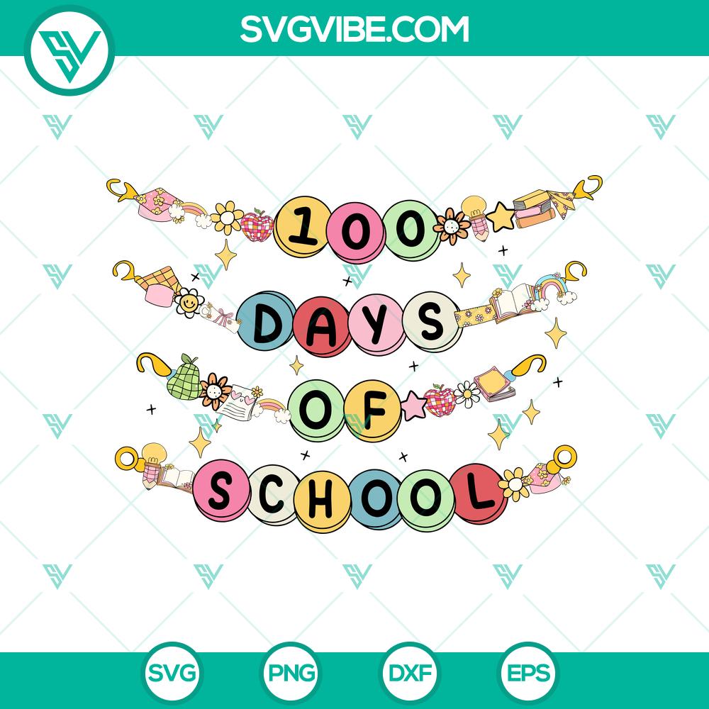 mockup-660081394.jpg 100 days of school bracelet SVG design for little girl, includes DXF, EPS, PNG files for crafting projects. Great for school celebrations.