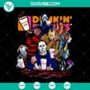 Halloween-themed scary donuts and Dunkin' Donuts coffee in a horror movie styled PNG image.