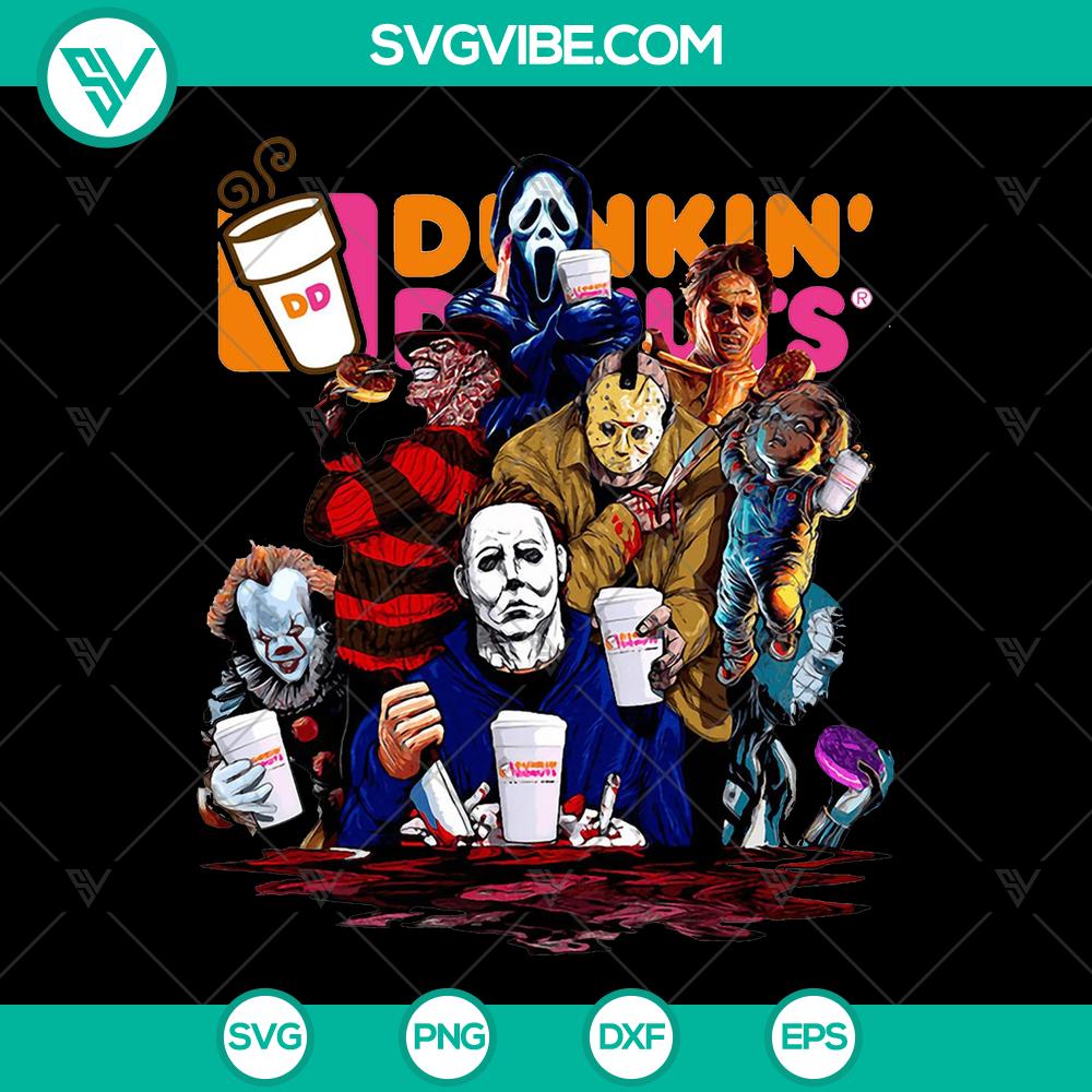 mockup-660768314.jpg Halloween-themed scary donuts and Dunkin' Donuts coffee in a horror movie styled PNG image.