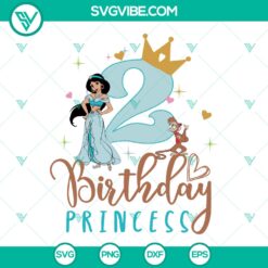 2nd Birthday Princess SVG - Cricut File with Clipart &amp; PNG, Instant Download