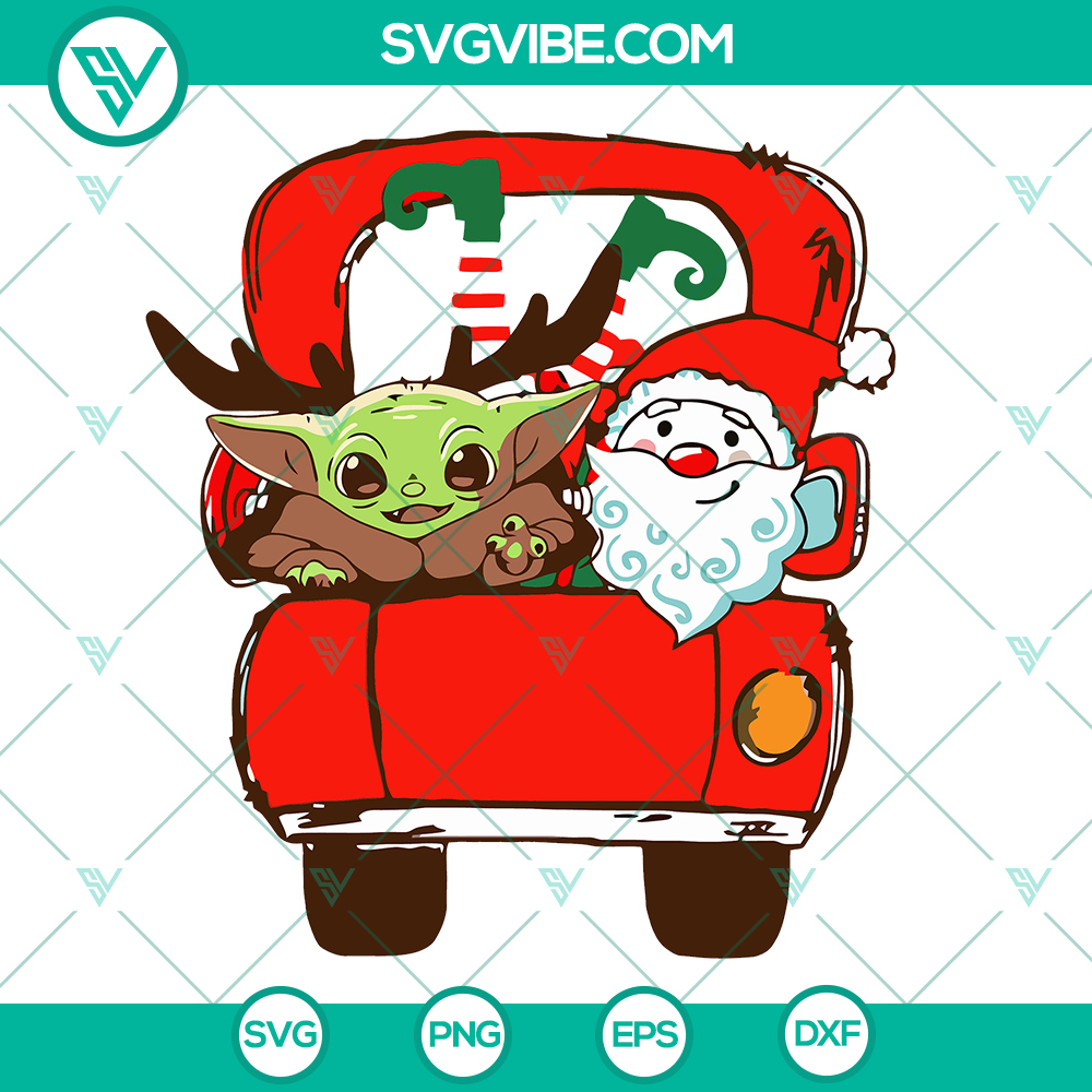 mockup-683066955.jpg Baby Yoda Santa & Santa Claus Truck Christmas SVG design for instant download, perfect for holiday crafting.