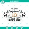 10th birthday SVG bundle featuring boy and girl thumbs up t-shirt designs, perfect for celebration shirts for kids.