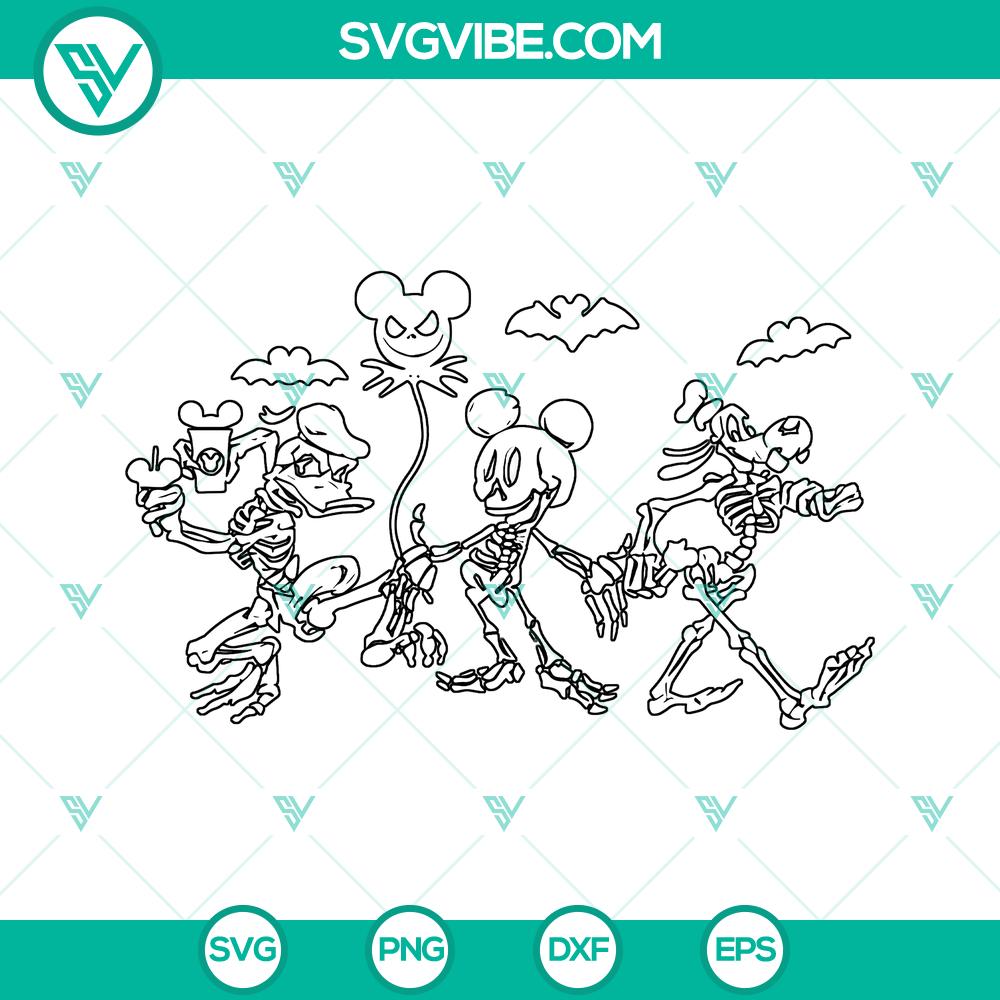 mockup-691534900.jpg Disney Mickey and Donald Duck skeleton Halloween SVG designs for spooky fun.