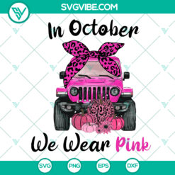 Pink Jeep Halloween Breast Cancer Awareness SVG and PNG design for instant download, perfect for awareness campaigns.