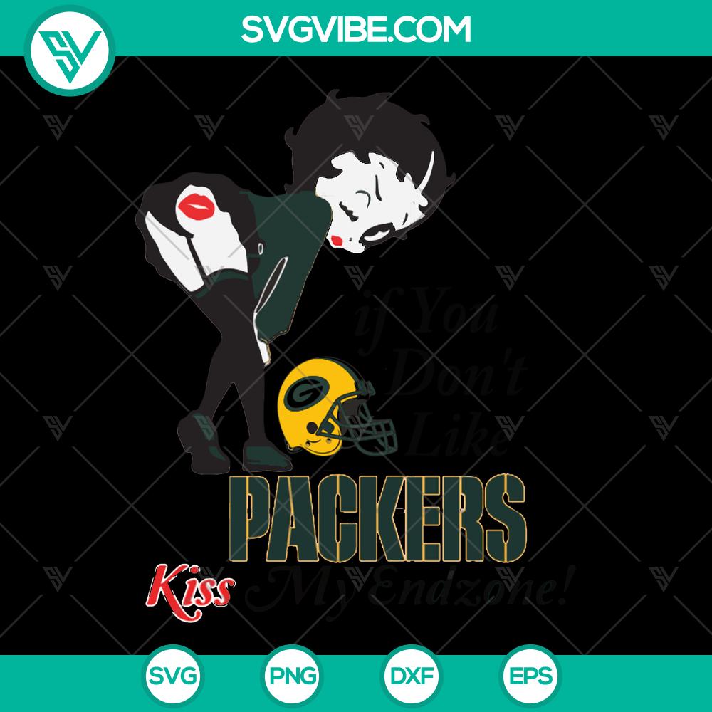 mockup-695488365.jpg "If You Don't Like Packers Kiss My Endzone SVG featuring Green Bay Packers & Betty Boop NFL Girl. Super Bowl design for football fans."