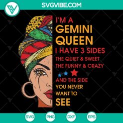 "I'm a Gemini Queen SVG - Horoscope Zodiac Quotes Birthday Gifts"