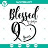 "Blessed By God 90 Year Birthday SVG PNG design for instant download, with religious theme for milestone celebration."
