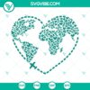 World Travel Heart Floral Adventure SVG design for instant download, perfect for travel enthusiasts.
