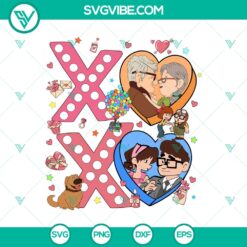 Disney Carl & Ellie Valentine’s Day SVG, DXF, EPS, PNG Files featuring cute character illustrations perfect for crafting projects.