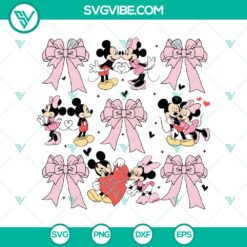 Pink Bow Coquette Mickey & Minnie Valentine’s Day SVG DXF EPS PNG design with heart, perfect for Valentine's crafts.