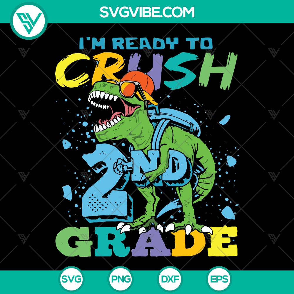 mockup-749363756.jpg 2nd Grade Dinosaur SVG Gift for 100th Day of School celebration. Instant download with cute dinosaur illustration. Perfect for kids' projects.