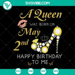 A Queen Was Born On May 2nd SVG - May Birthday Girl Heel SVG