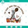 Remy Ratatouille SVG design with "I'm Just Here for the Snacks" text, available in DXF, EPS, and PNG formats for download.