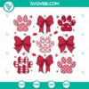 Dog paw Coquette Valentine design, SVG DXF EPS PNG cut files for crafting. Cute paw print pattern with heart elements for Valentine's Day projects.