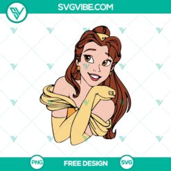 Belle from Beauty and The Beast SVG cut file. Free fairytale princess design perfect for crafts and DIY projects.