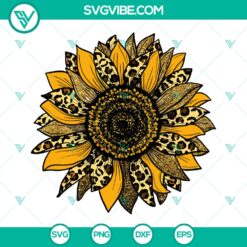 Sublimation Print: Cheetah Leopard Sunflower Design - Instant Download