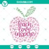 Teach Love Inspire Apple SVG design - perfect for a teacher shirt with motivational message.