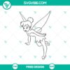 Free Tinkerbell silhouette SVG cut file, simple fairy outline design perfect for crafting projects.