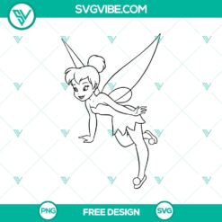 Free Tinkerbell silhouette SVG cut file, simple fairy outline design perfect for crafting projects.