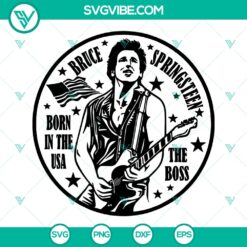 Bruce Springsteen "Born in the USA" SVG cut files, perfect for digital crafting projects. Instant download featuring the iconic singer "The Boss".