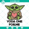 Yoda baby Valentine's Day SVG with heart design, perfect for Star Wars fans. Instant download cute and lovable Baby Yoda themed image.