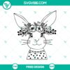 Floral Easter Bunny SVG cut file with free spring design, perfect for Easter crafts and decorations.