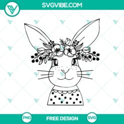 Floral Easter Bunny SVG cut file with free spring design, perfect for Easter crafts and decorations.